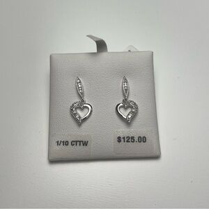 Dainty Silver Diamond Earrings